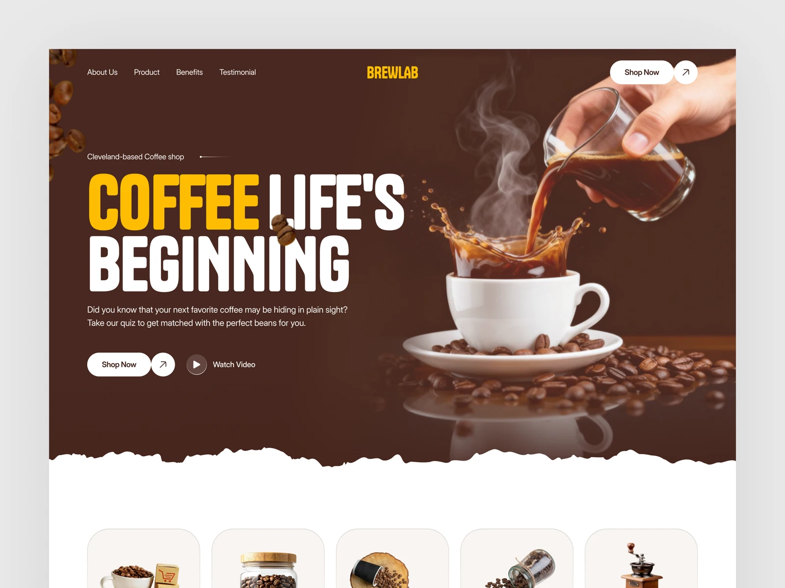 Brewlab — actual Dribbble website design shot by Orbix Studio LLC